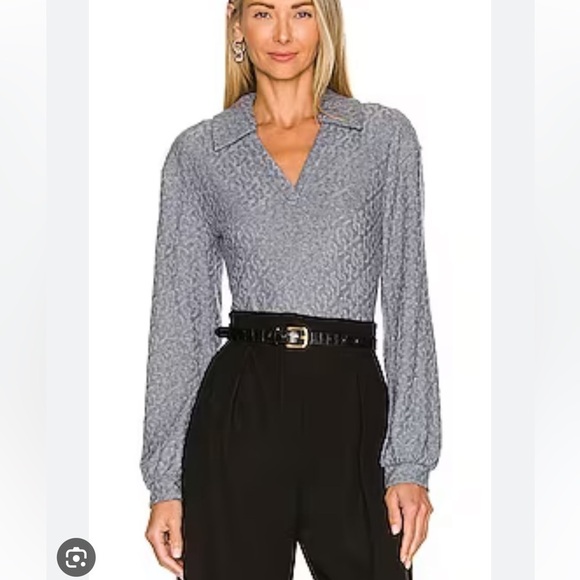 ONIA Gray Polo Long Sleeve Bodysuit Size M - Picture 1 of 16